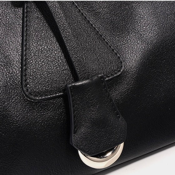 Women’s Genuine Leather Triangle Barrel Shoulder Bag | Effortless Vintage Poise