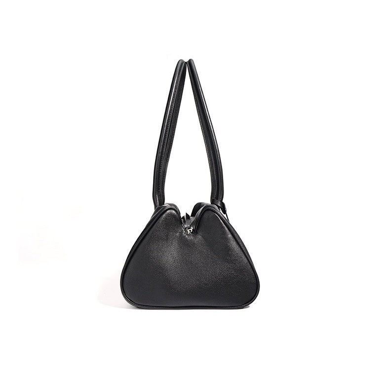 Women’s Genuine Leather Triangle Barrel Shoulder Bag | Effortless Vintage Poise