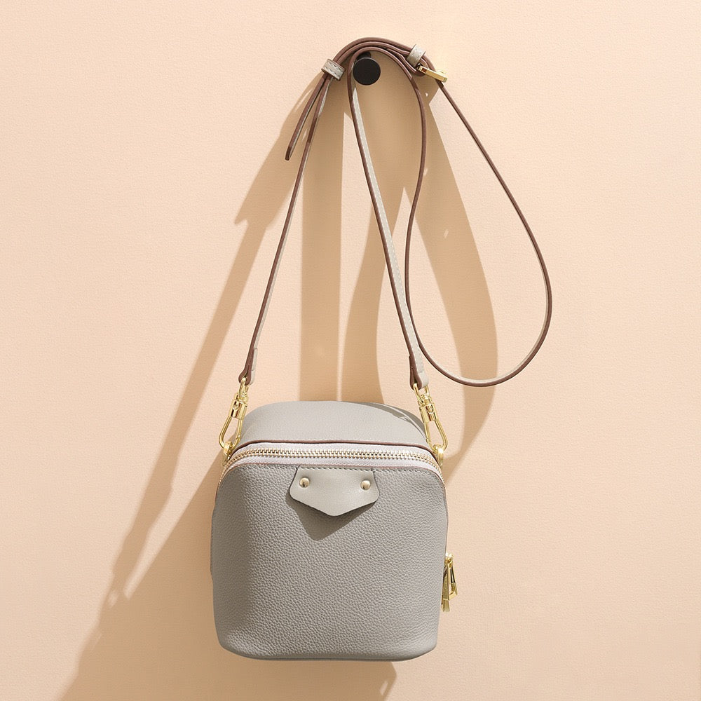 Women's Genuine Leather Bucket Bag | Square Elephant Elegance