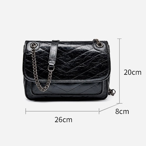 Women’s Leather Messenger Shoulder Bag | Large Capacity Chain Detail Elegance