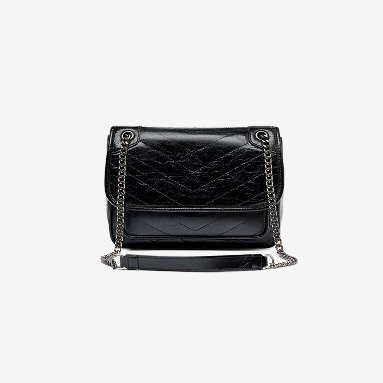 Women’s Leather Messenger Shoulder Bag | Large Capacity Chain Detail Elegance