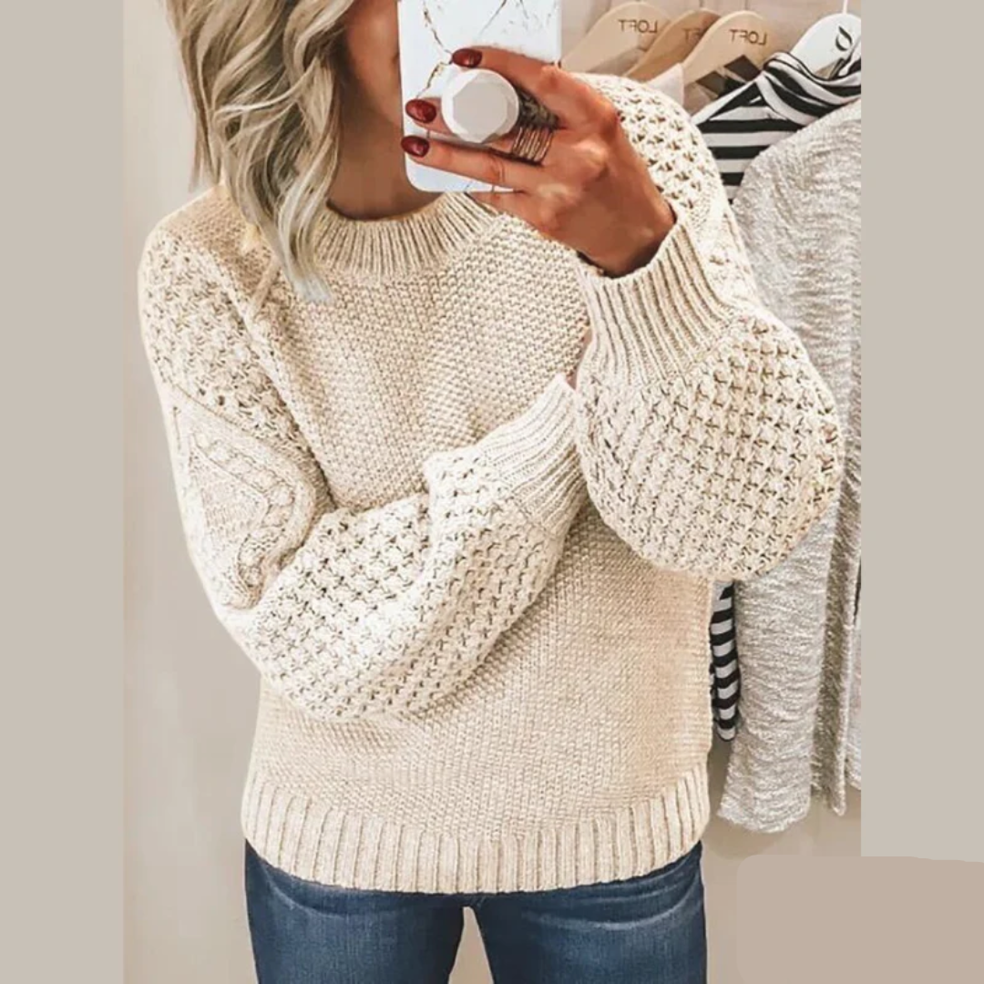 Crewneck Cable Knit Sweater | Timeless Vintage Elegance