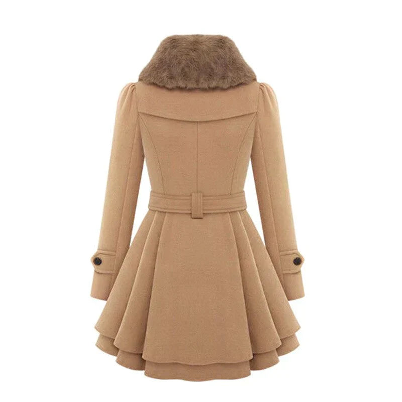 Belted Double-Breasted Trench Coat | Cozy Faux Fur Sophistication