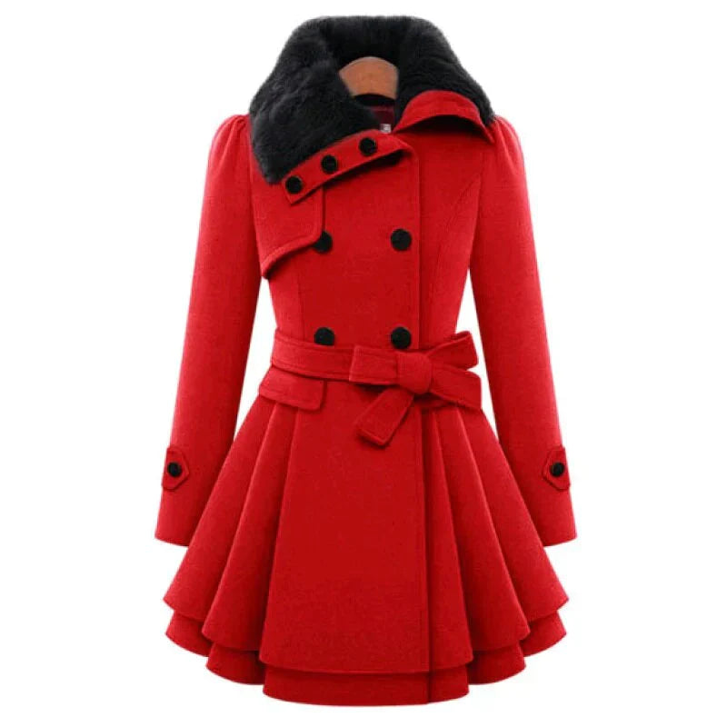Belted Double-Breasted Trench Coat | Cozy Faux Fur Sophistication