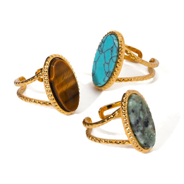 Adjustable Oval Turquoise Tiger's Eye Ring | Effortless Everyday Luxury