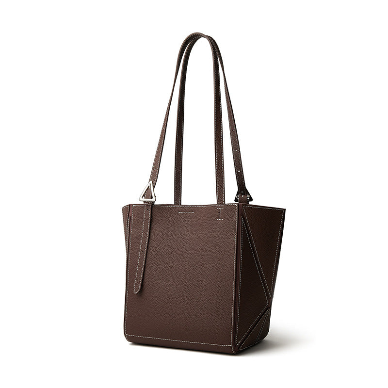 Women’s Camel Textured Leather Shoulder Tote | Effortless Elegance