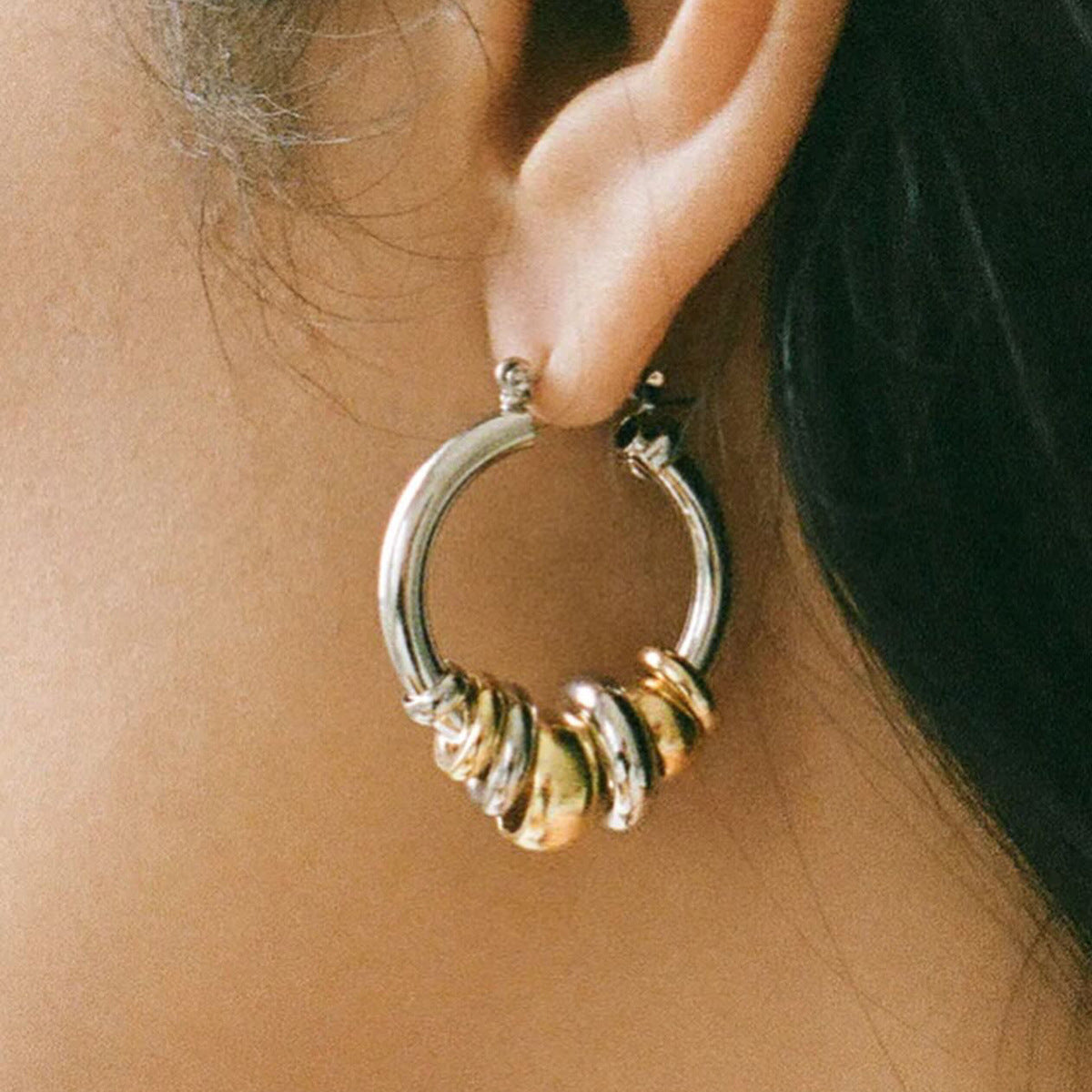 Geometric Interlocking Ring Earrings | Quiet Sculptural Elegance Modern Poise