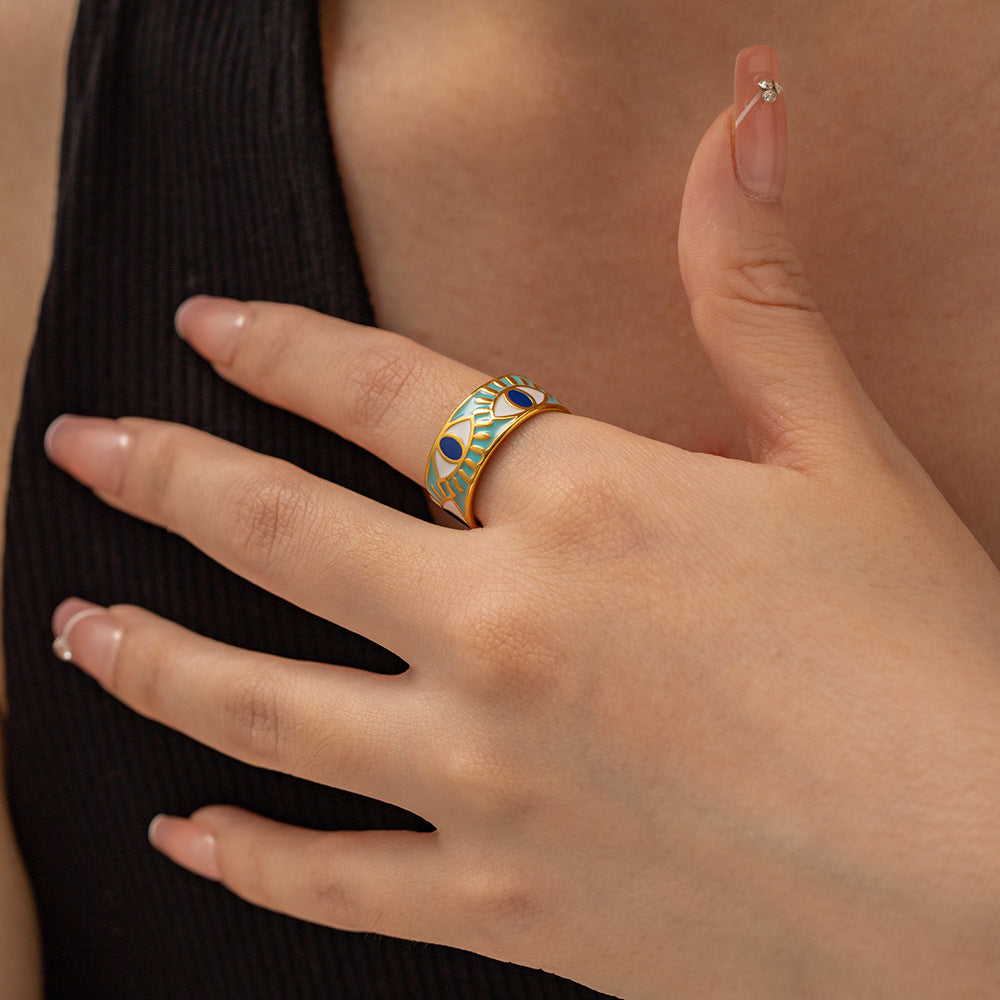French Retro Devil's Eye Ring | Effortless Parisian Elegance