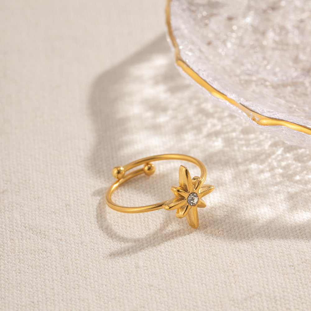 White Diamond Octagram Ring | Timeless Geometric Sophistication and Poise