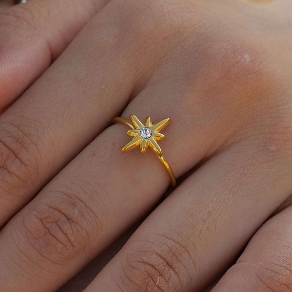 White Diamond Octagram Ring | Timeless Geometric Sophistication and Poise