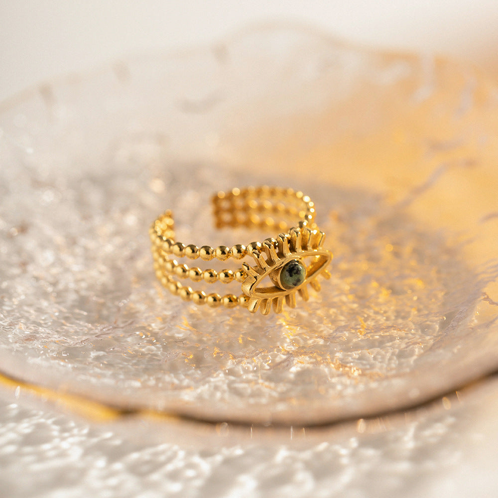 African Pine Evil Eye Ring | Effortless Protective Grace