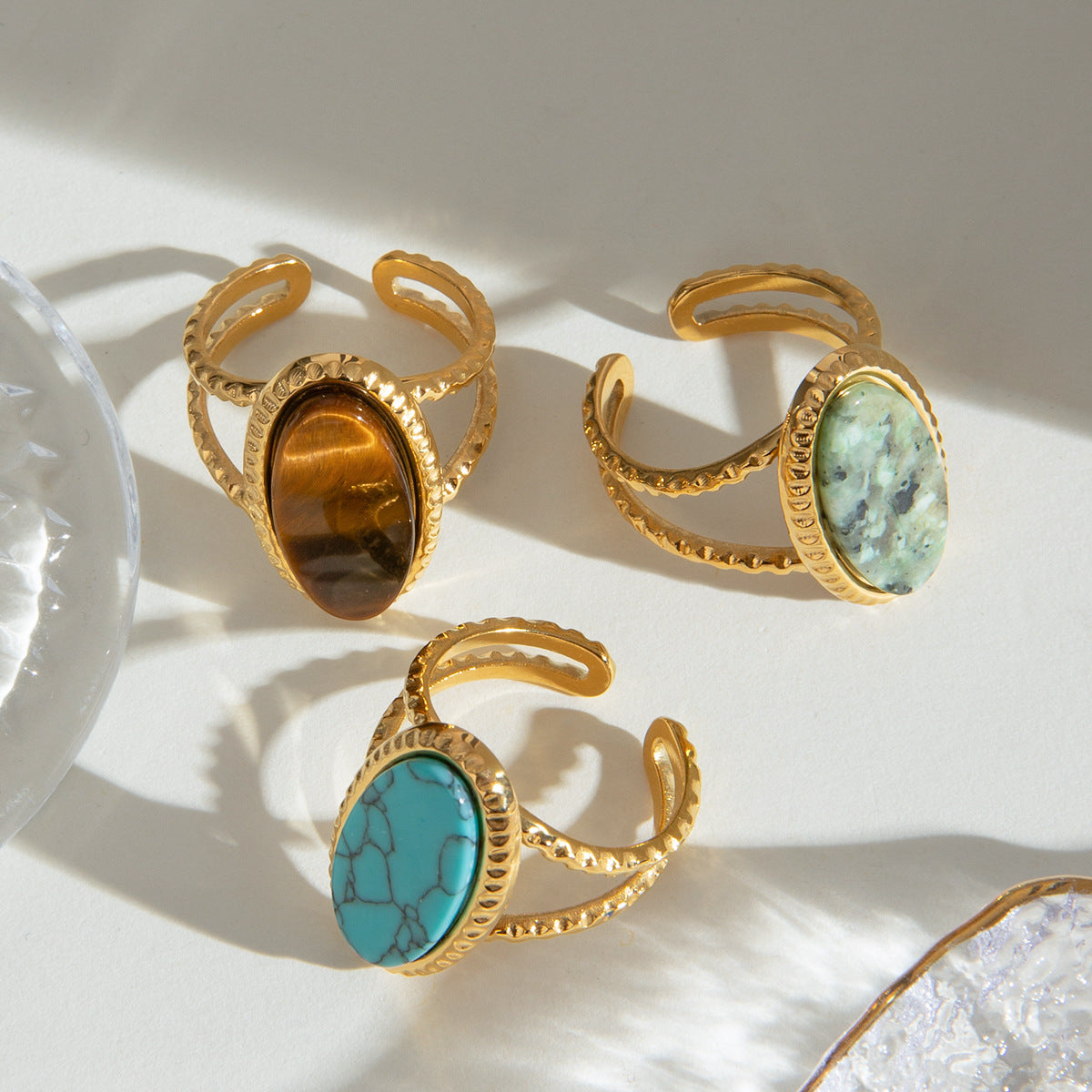 Adjustable Oval Turquoise Tiger's Eye Ring | Effortless Everyday Luxury