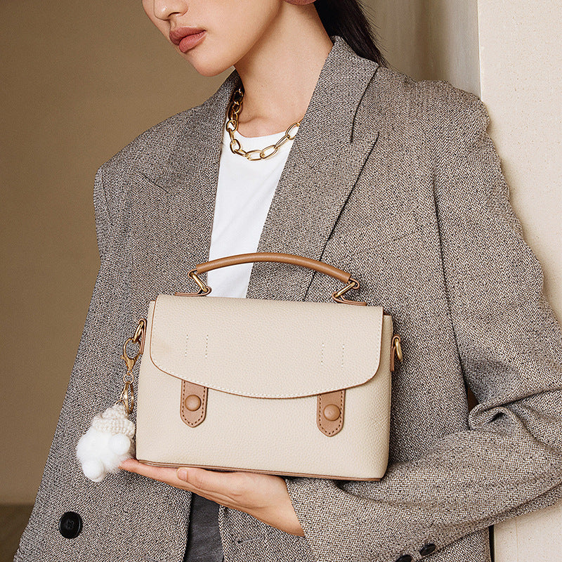 Women’s Luxury Pebbled Leather Top-Handle Bag | Cloud Charm Elegance