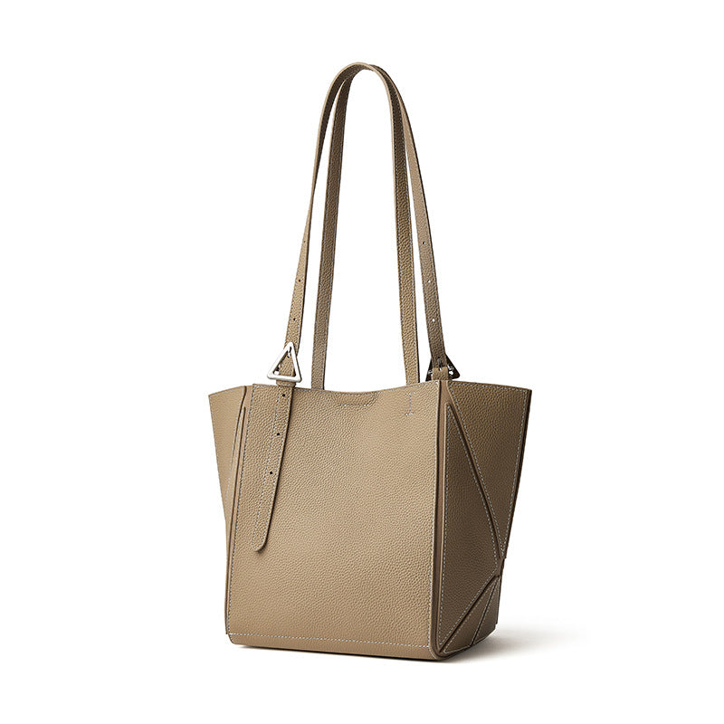 Women’s Camel Textured Leather Shoulder Tote | Effortless Elegance