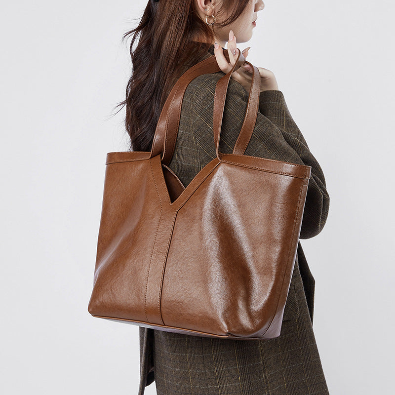 Women’s Genuine Leather Tote Bag | Effortless Autumn Elegance