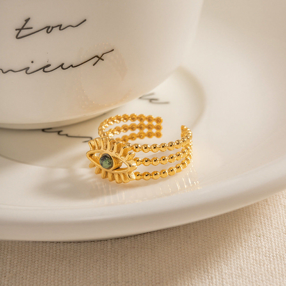 African Pine Evil Eye Ring | Effortless Protective Grace