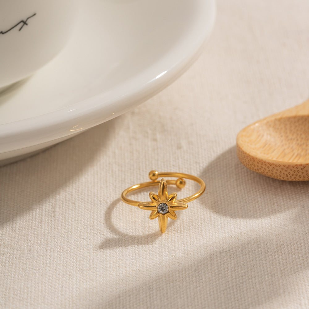 White Diamond Octagram Ring | Timeless Geometric Sophistication and Poise