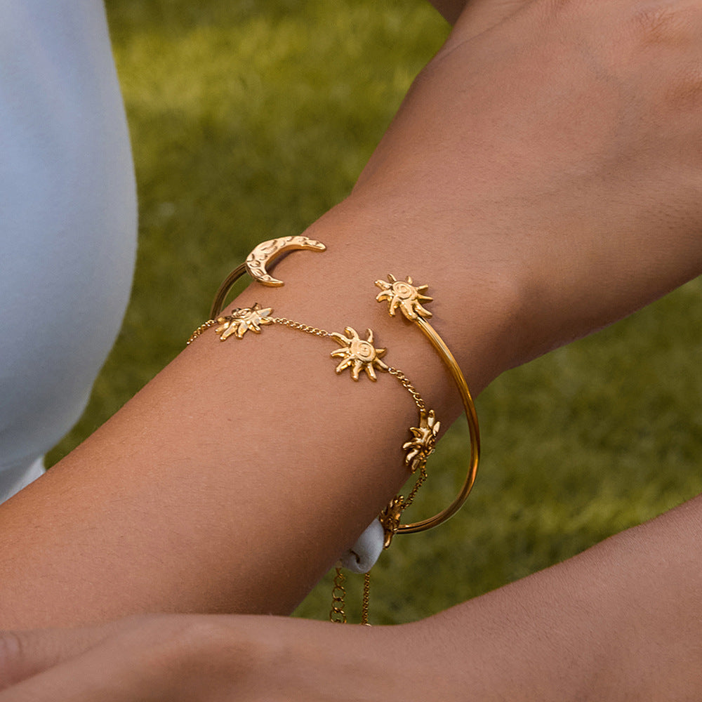 Eclipse Moon & Sun Bracelet | Celestial Balance and Effortless Elegance