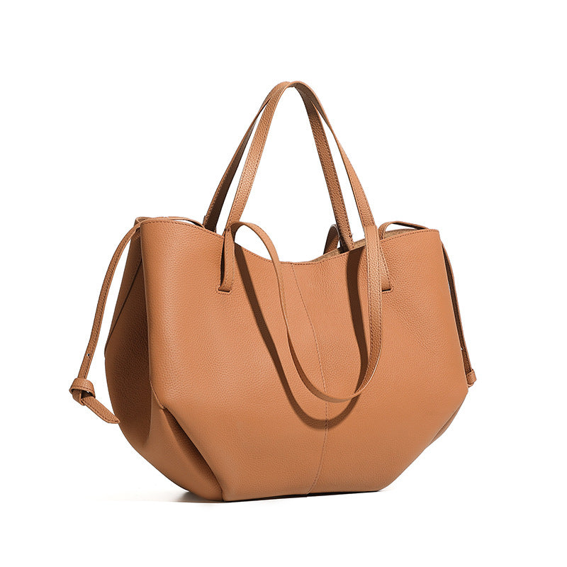 Genuine Pebbled Leather Tote Bag With Pouch | Effortless Everyday Elegance