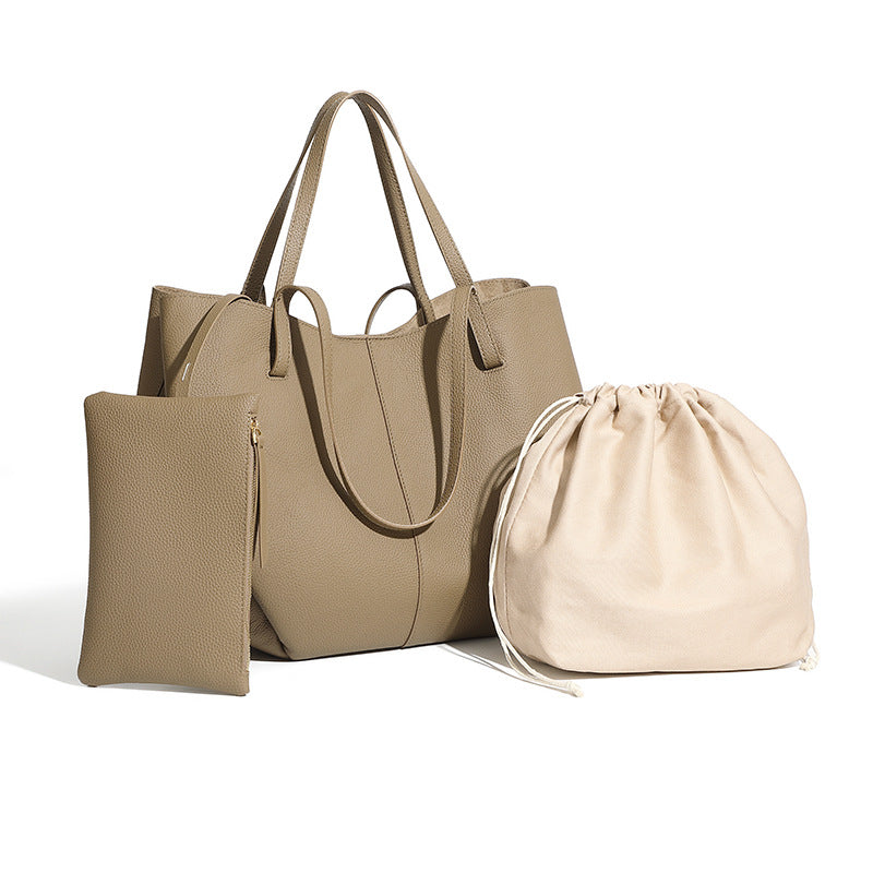 Women’s Pebbled Leather Tote Bag With Pouch | Effortless Sophistication