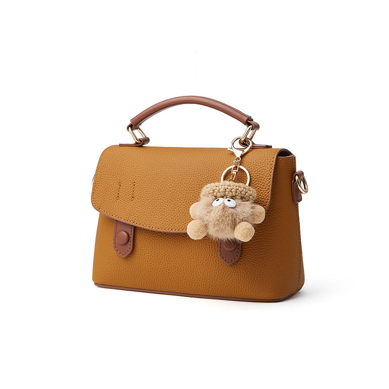 Women’s Luxury Pebbled Leather Top-Handle Bag | Cloud Charm Elegance