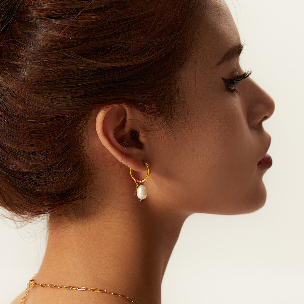 Natural Freshwater Pearl Star Pendant Earrings | Effortless Celestial Elegance