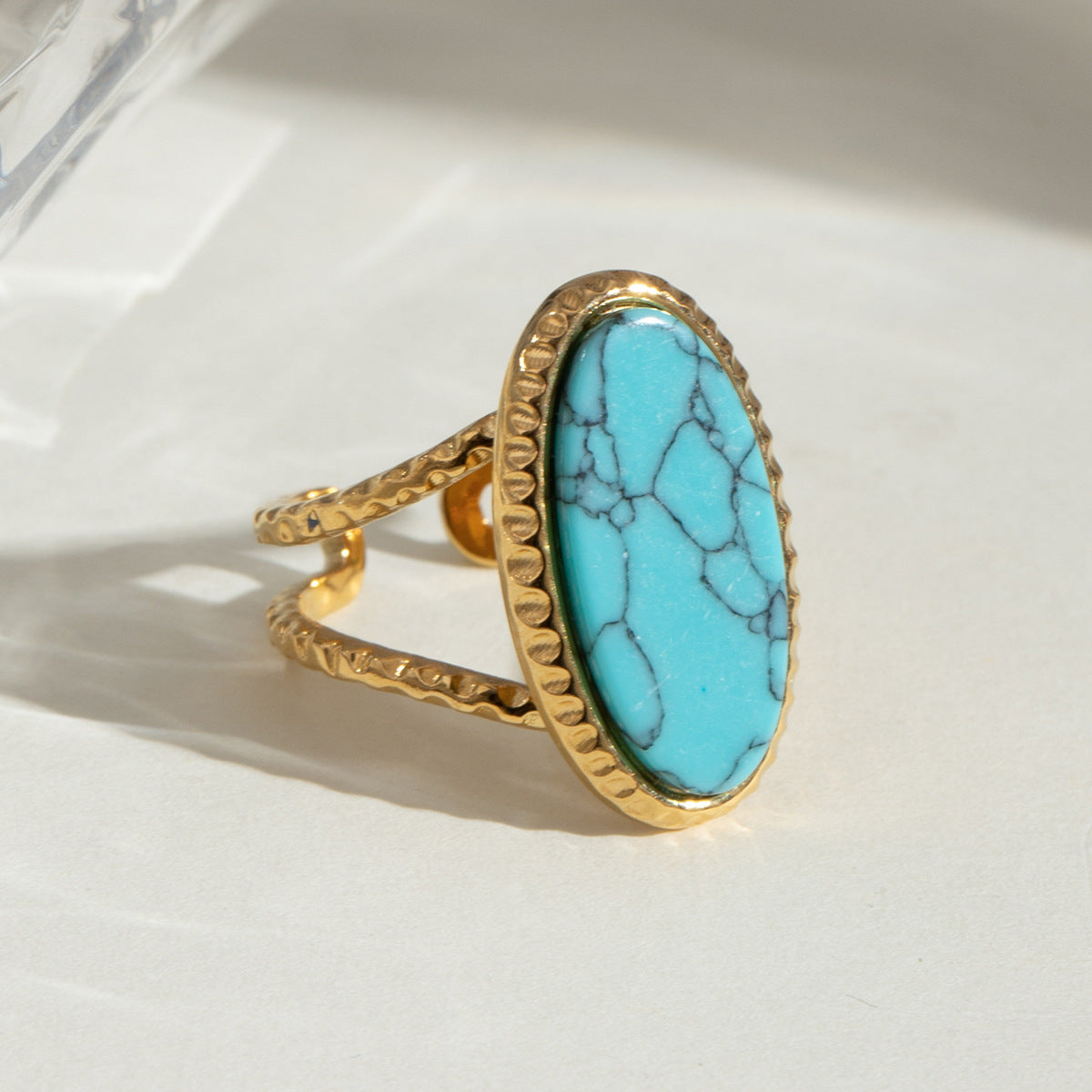 Adjustable Oval Turquoise Tiger's Eye Ring | Effortless Everyday Luxury