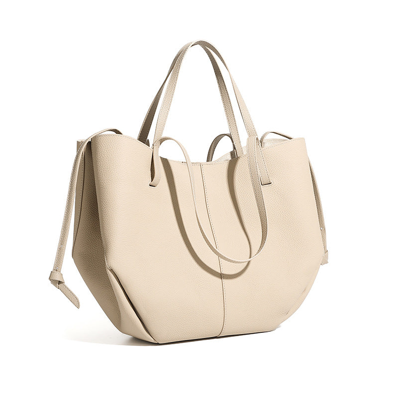 Genuine Pebbled Leather Tote Bag With Pouch | Effortless Everyday Elegance