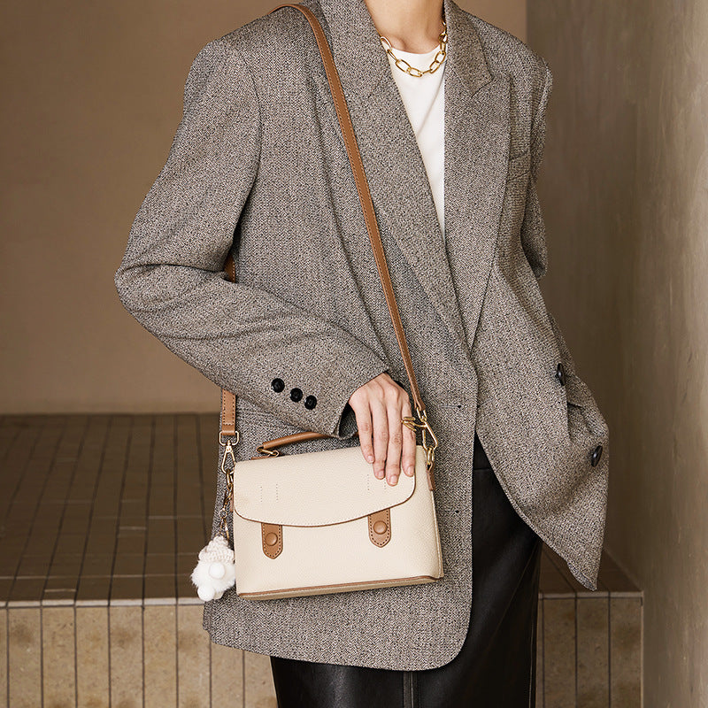 Women’s Luxury Pebbled Leather Top-Handle Bag | Cloud Charm Elegance
