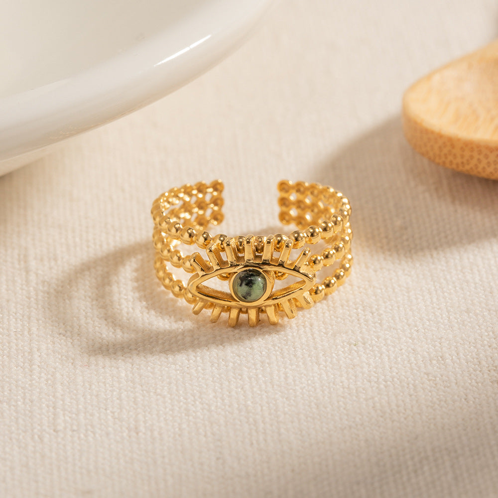 African Pine Evil Eye Ring | Effortless Protective Grace
