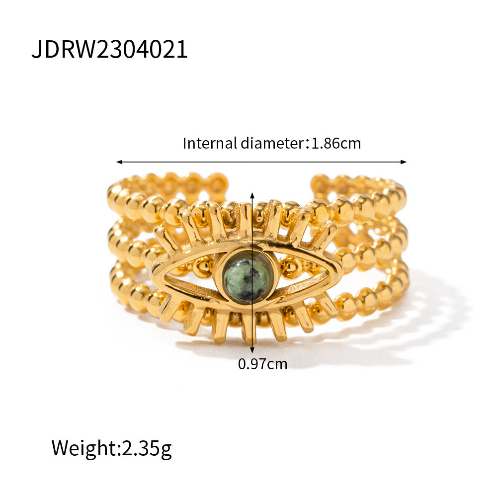 African Pine Evil Eye Ring | Effortless Protective Grace