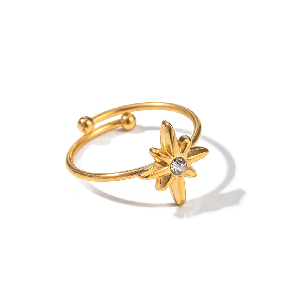 White Diamond Octagram Ring | Timeless Geometric Sophistication and Poise