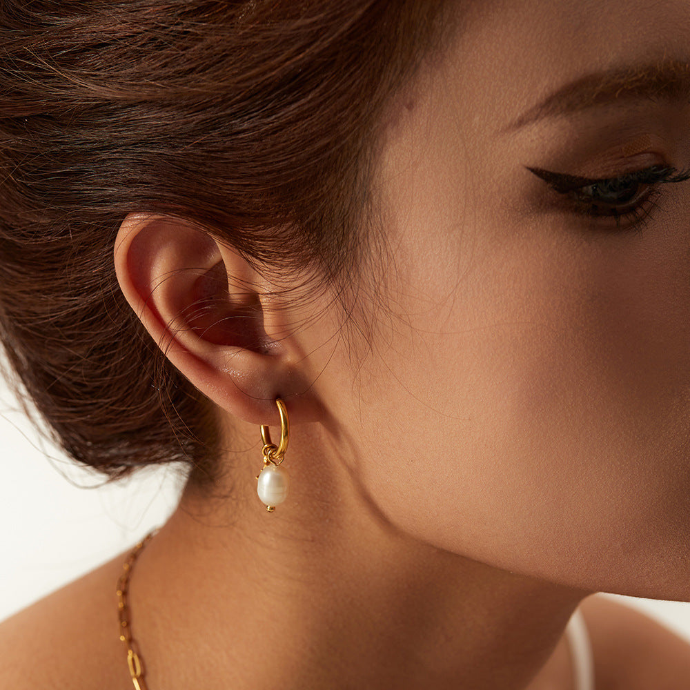 Natural Freshwater Pearl Star Pendant Earrings | Effortless Celestial Elegance