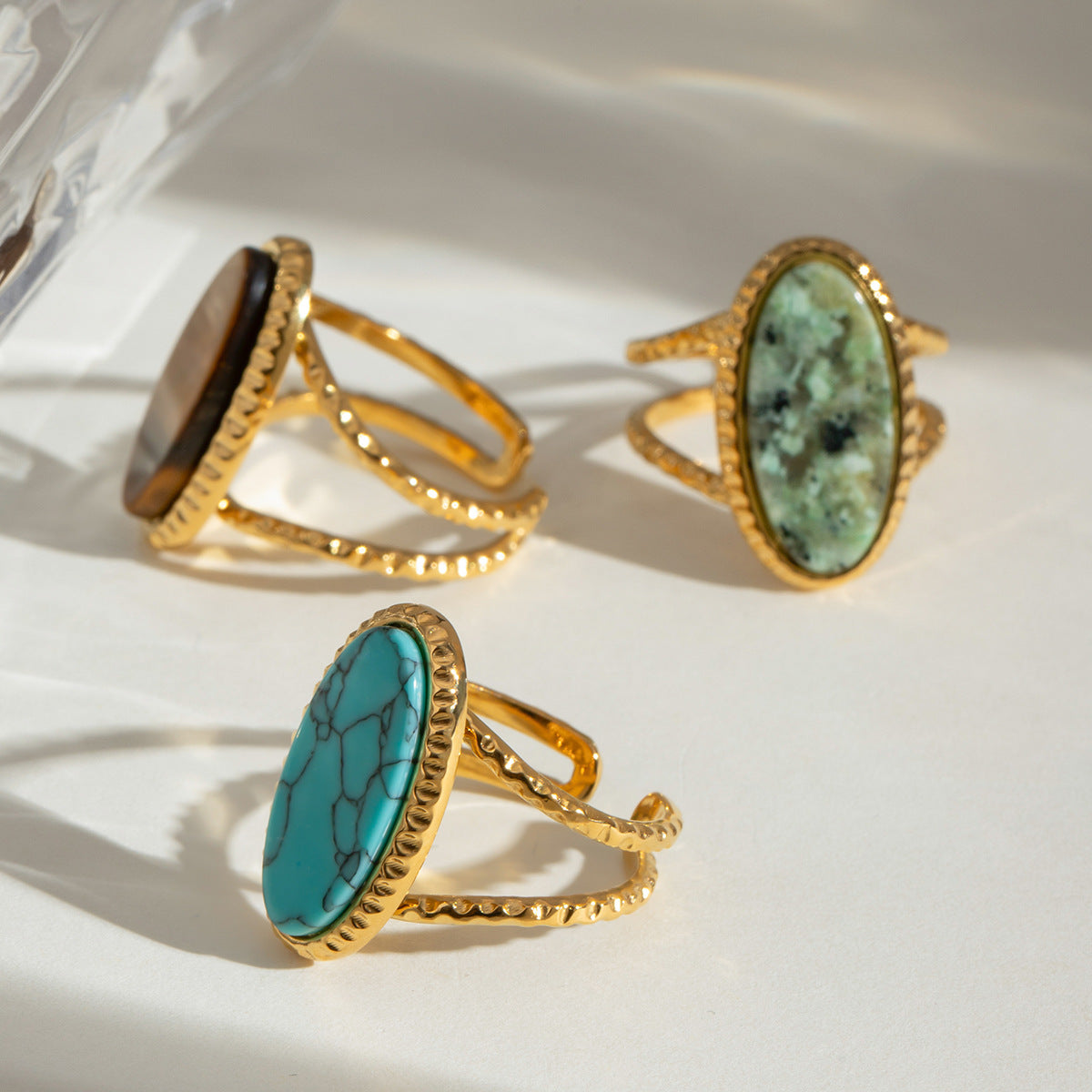 Adjustable Oval Turquoise Tiger's Eye Ring | Effortless Everyday Luxury