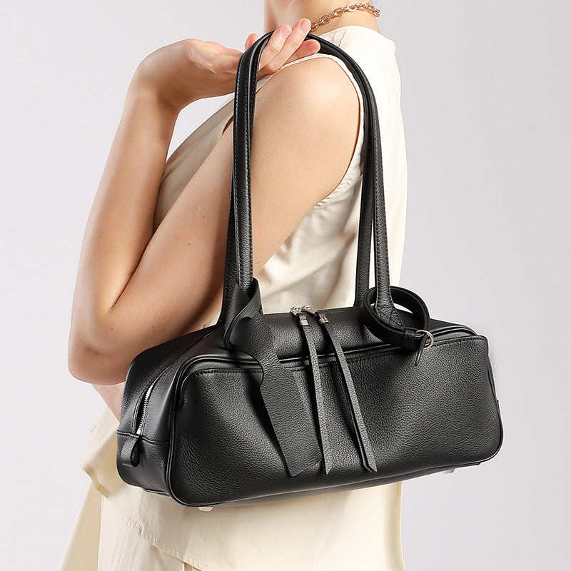 Women’s Genuine Pebbled Leather Shoulder Handbag | Effortless Everyday Elegance