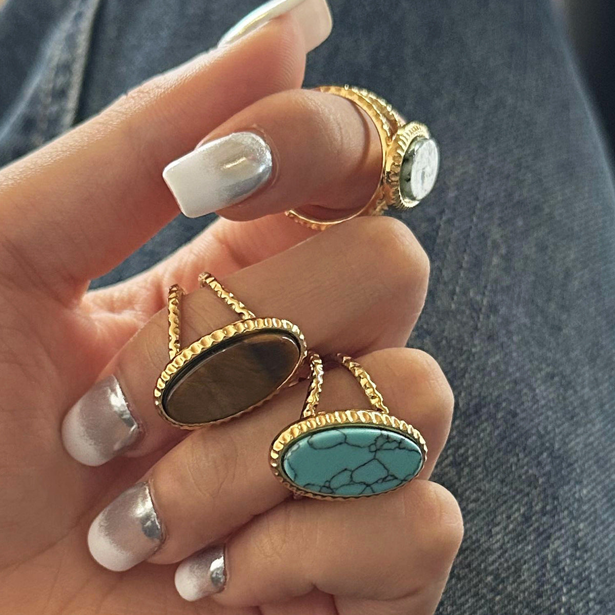 Adjustable Oval Turquoise Tiger's Eye Ring | Effortless Everyday Luxury