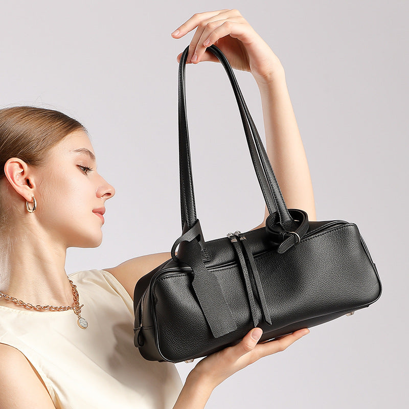 Women’s Genuine Pebbled Leather Shoulder Handbag | Effortless Everyday Elegance