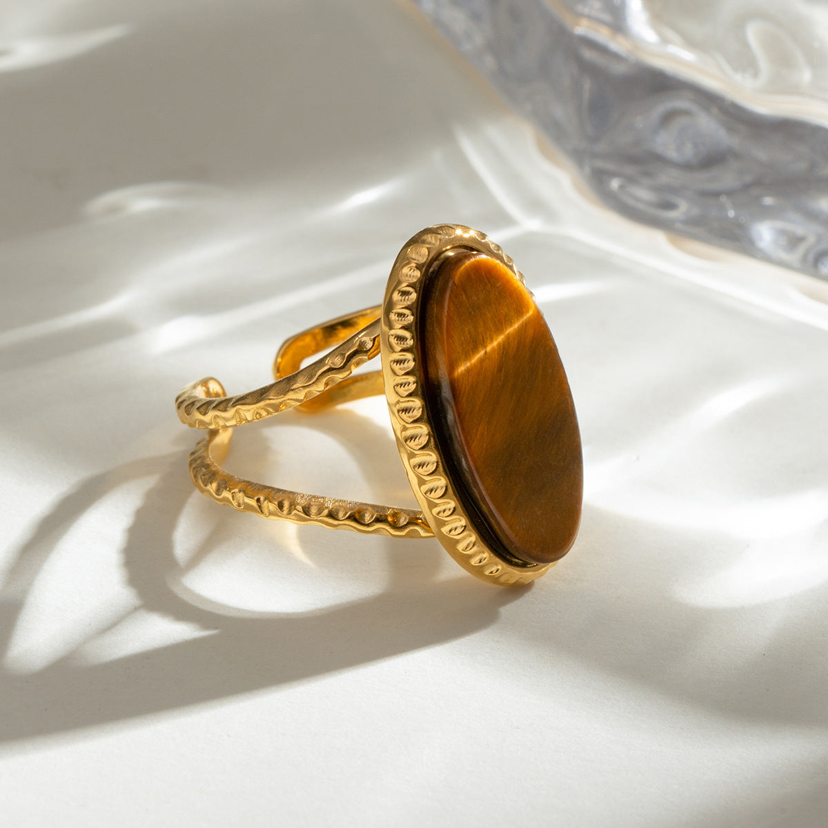 Adjustable Oval Turquoise Tiger's Eye Ring | Effortless Everyday Luxury