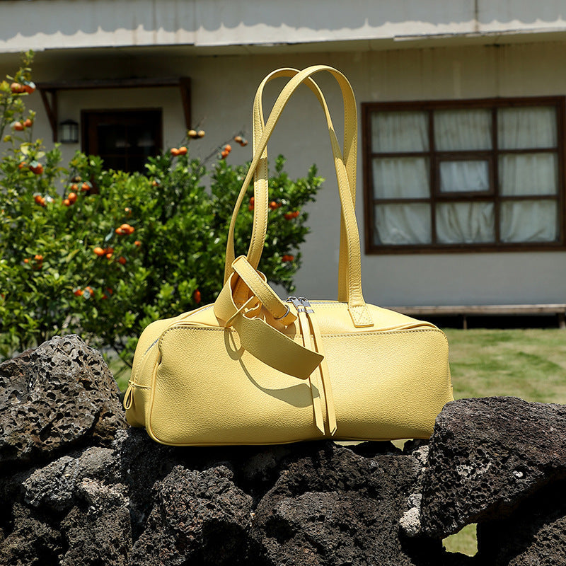 Women’s Genuine Pebbled Leather Shoulder Handbag | Effortless Everyday Elegance