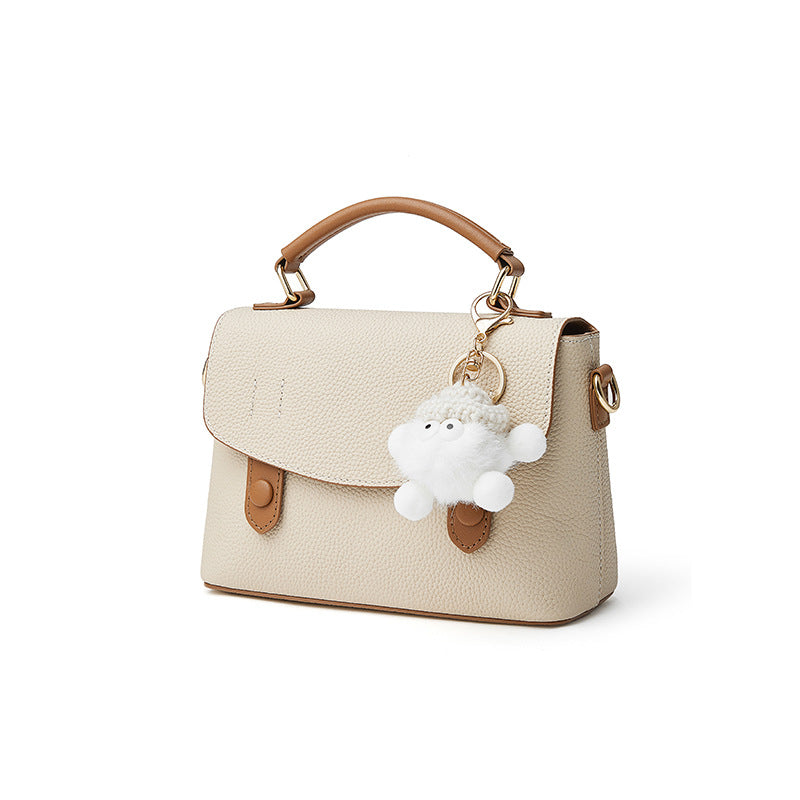Women’s Luxury Pebbled Leather Top-Handle Bag | Cloud Charm Elegance