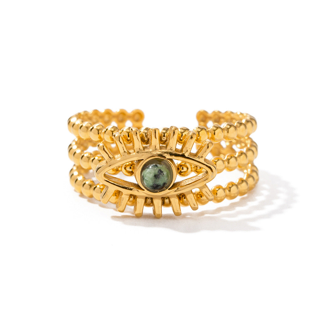 African Pine Evil Eye Ring | Effortless Protective Grace