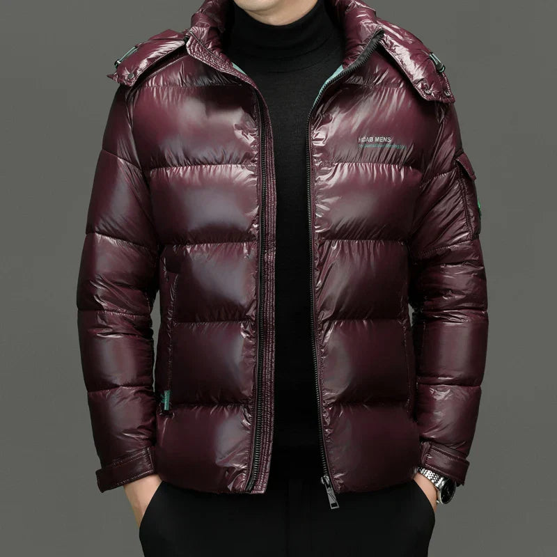 Men’s Winter Quilted Puffer Jacket | Waist-Length City Silhouette