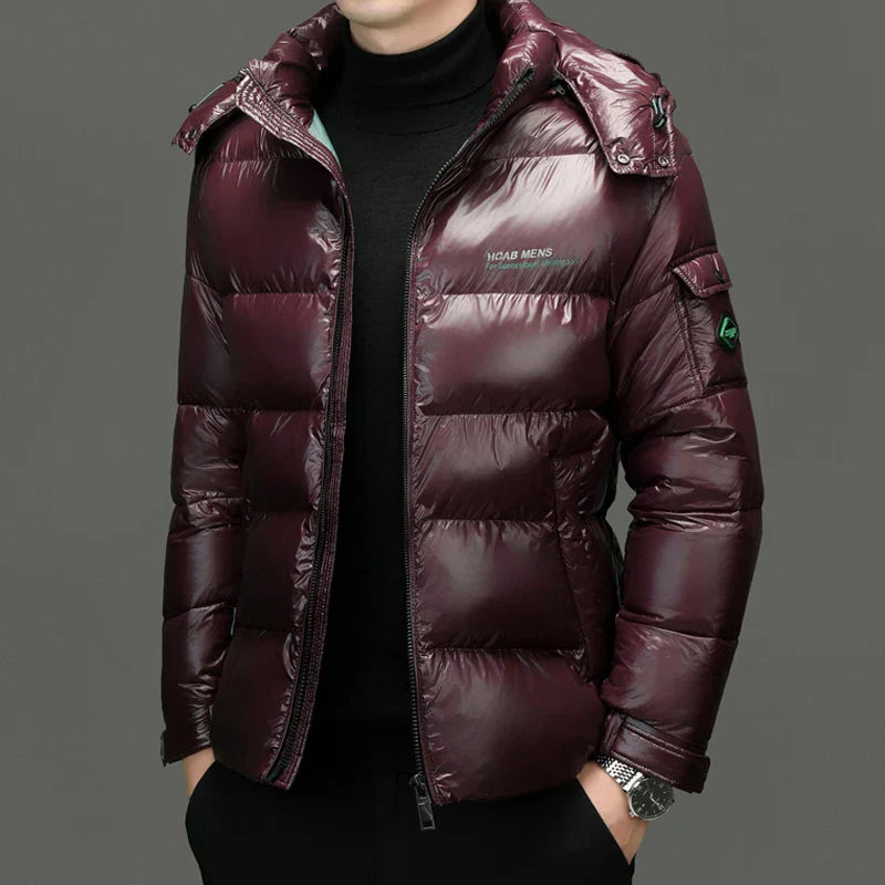 Men’s Winter Quilted Puffer Jacket | Waist-Length City Silhouette