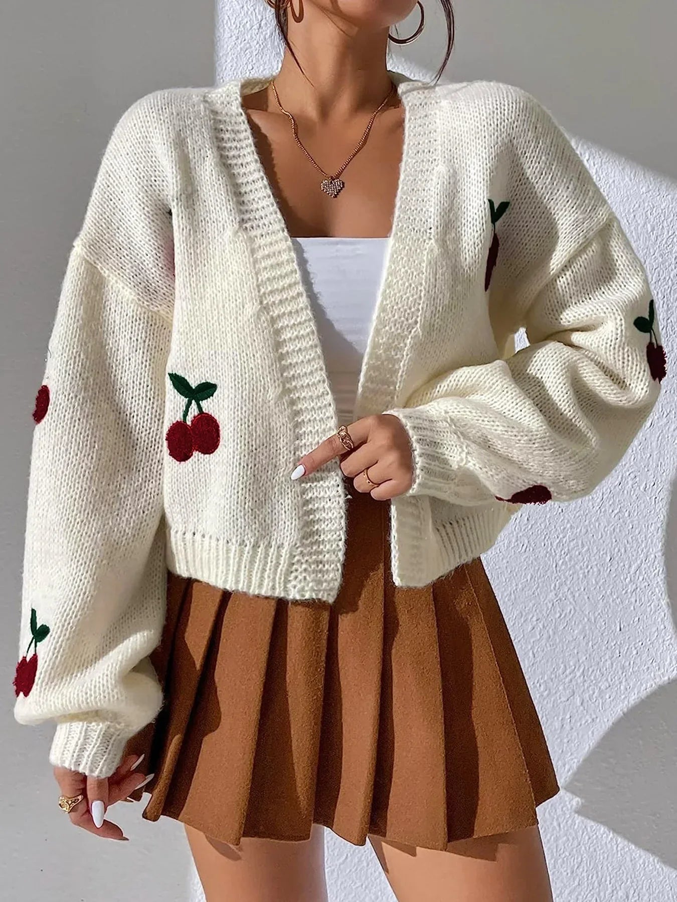 Cherry Embroidered Knit Cardigan | Playful Elegance And Timeless Style