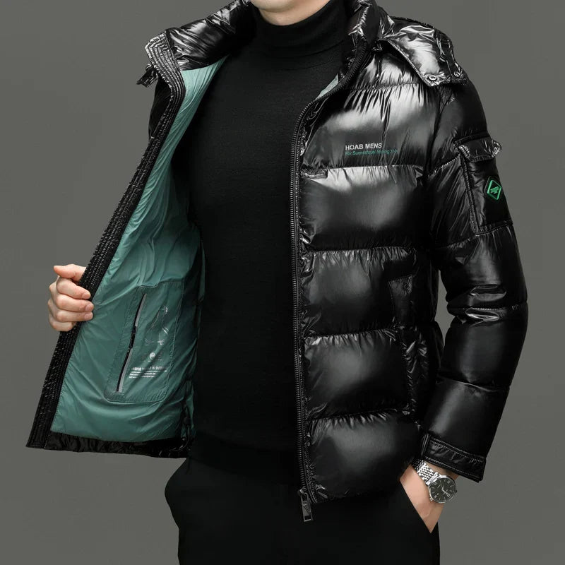 Men’s Winter Quilted Puffer Jacket | Waist-Length City Silhouette