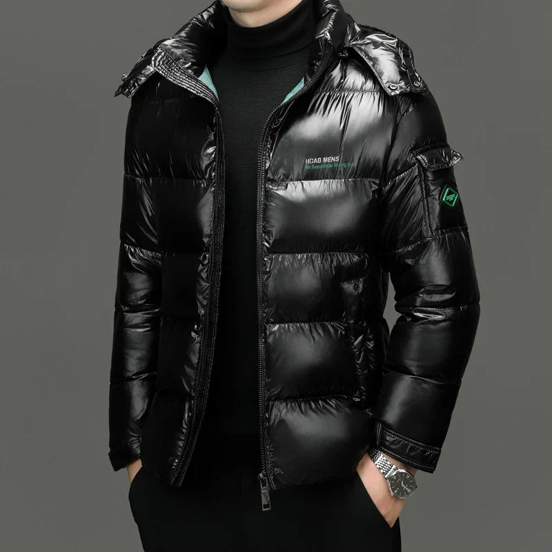 Men’s Winter Quilted Puffer Jacket | Waist-Length City Silhouette