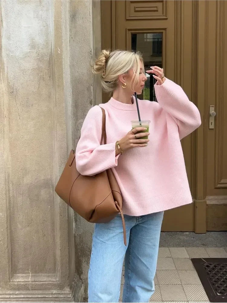 Pink Knit Sweater | Effortless Autumn Elegance
