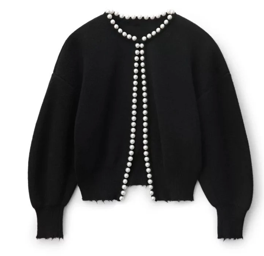 Pearl-Embellished Knit Cardigan | Effortless City Sophistication And All-Day Comfort