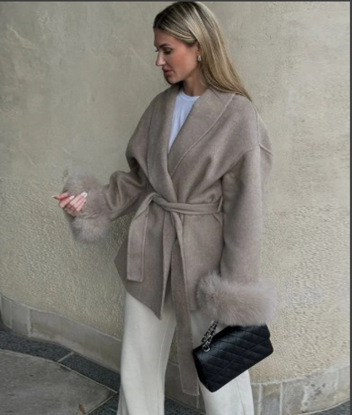 Faux Fur Trim Belted Coat | Effortless Autumn Sophistication