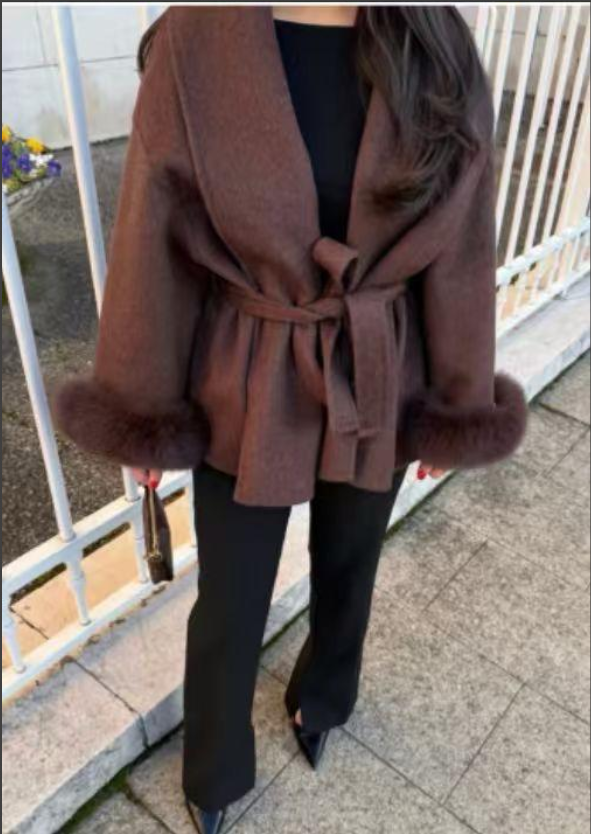 Faux Fur Trim Belted Coat | Effortless Autumn Sophistication